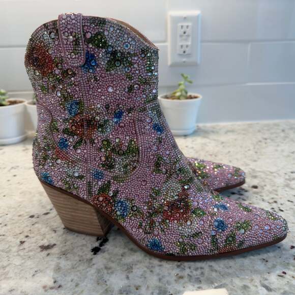 Betsey Johnson Shoes - Betsey Johnson SB-Emory Rhinestone Ankle Boots | 9.5M | Sparkle Western Booties